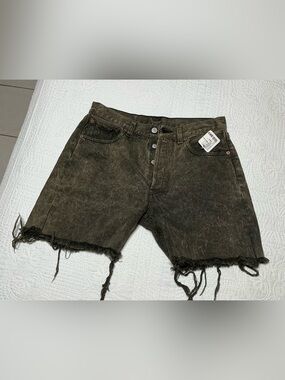 EUC Levi's 501 Urban Renewal Acid Wash Cutoff Shorts Gray/Green Denim W32